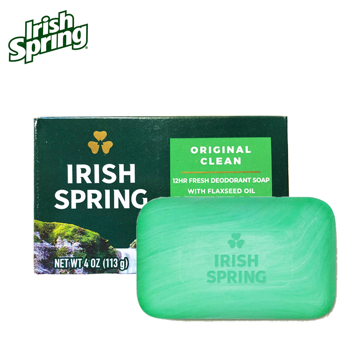 IRISH SPRING ORGANIC CLEAN 12HRS DESODORANT SOAP WITH FLAXSEED OIL 113G